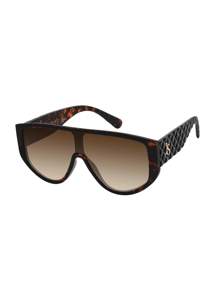 Jessica Simpson Stylish Shield Embossed Temple Sunglasses in Tortoise