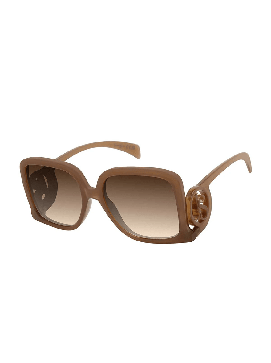 Jessica Simpson Square Underside Temple Sunglasses in Brown