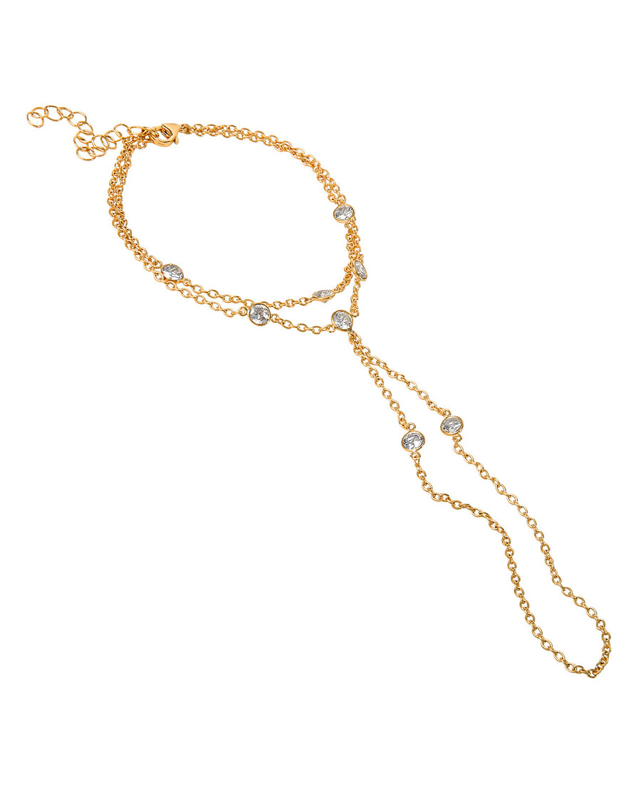 Jessica Simpson Demi Fine Hand Chain in Jeweled Gold