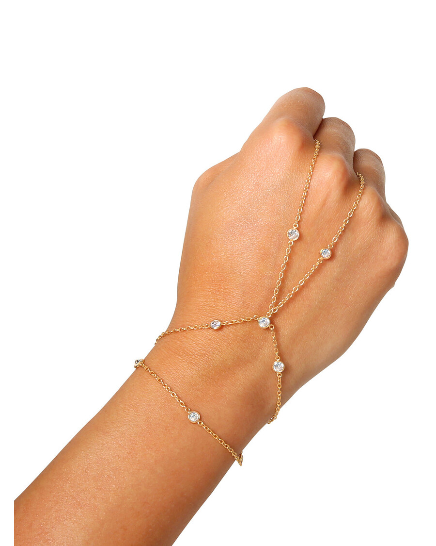 Jessica Simpson Demi Fine Hand Chain in Jeweled Gold