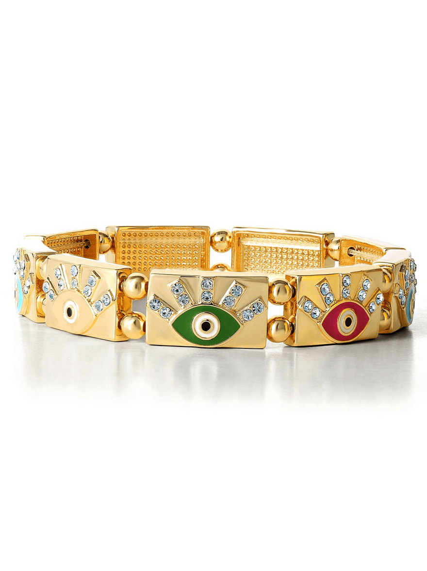 Jessica Simpson Evil Eye Stretch Bracelet Gold