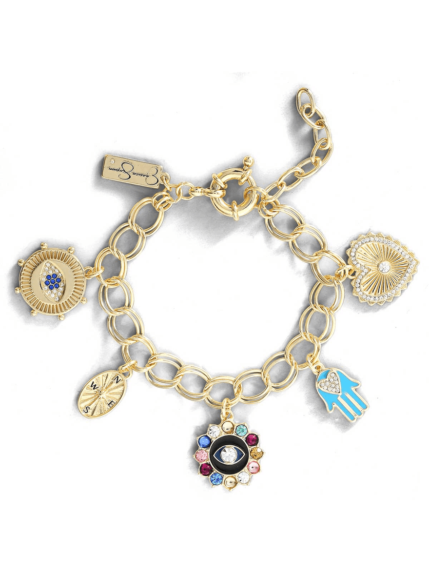 Jessica Simpson Evil Eye Charm Bracelet Gold