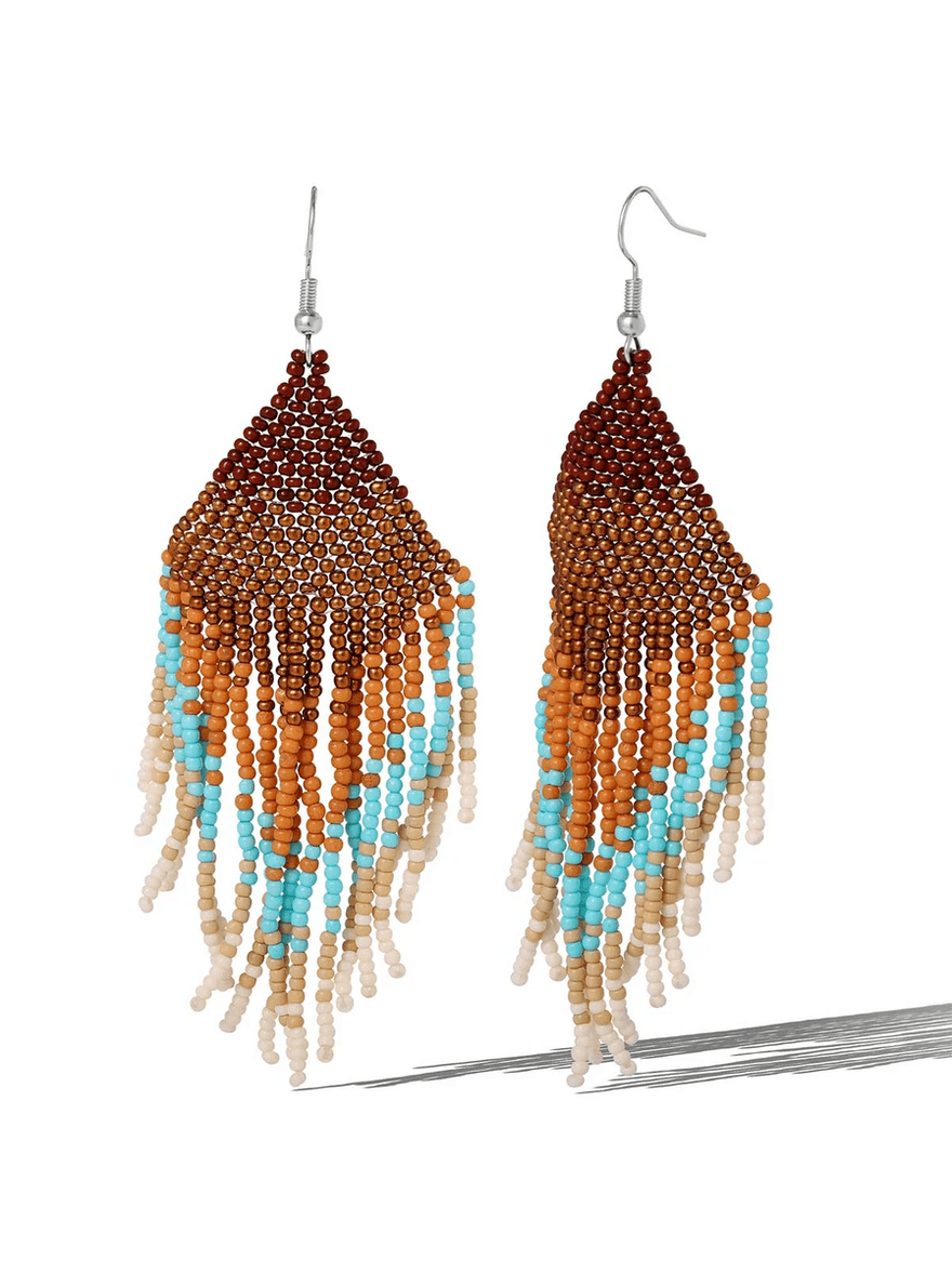 Jessica Simpson Multi Seed Beads Dangle Earring Brown