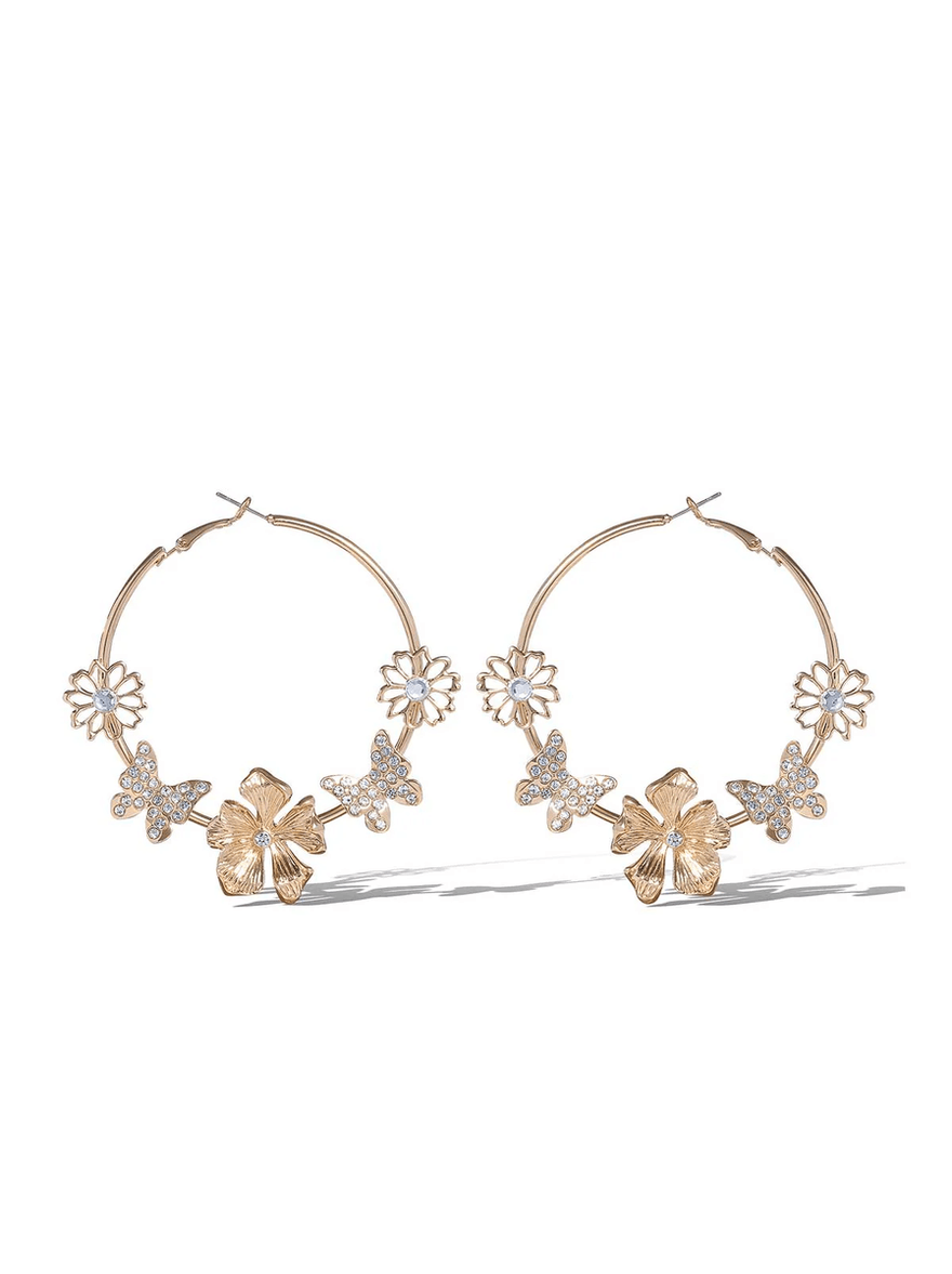Jessica Simpson Accented Hoop Earrings Gold