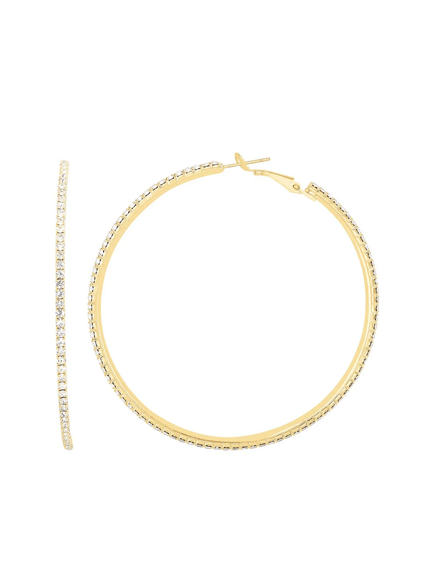 Jessica Simpson Gold-Tone Crystal Pave Hoop Earrings