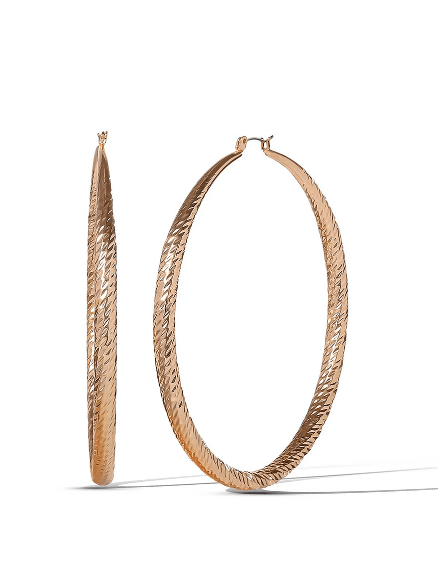 Jessica Simpson Textured Oversized Hoop Earrings Gold