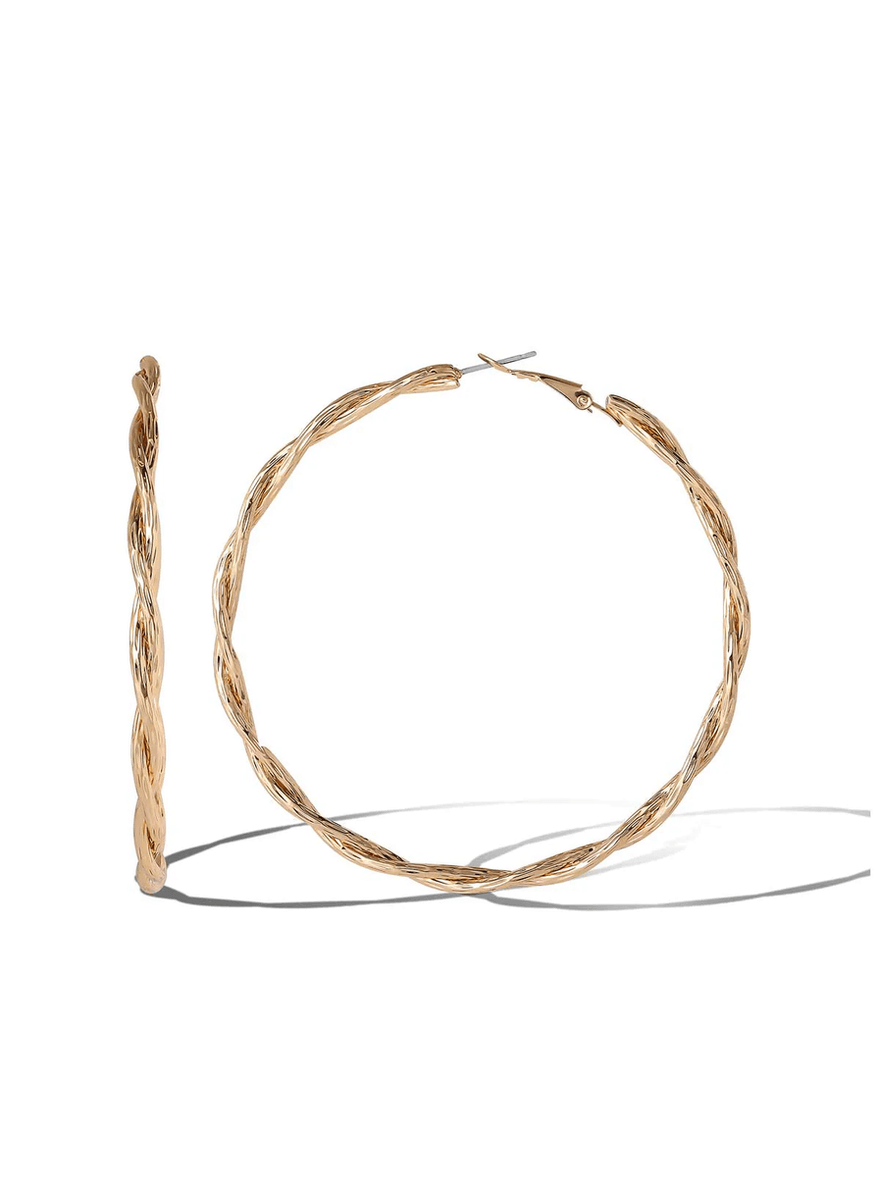Jessica Simpson Twisted Rope-Style Hoop Earrings Gold