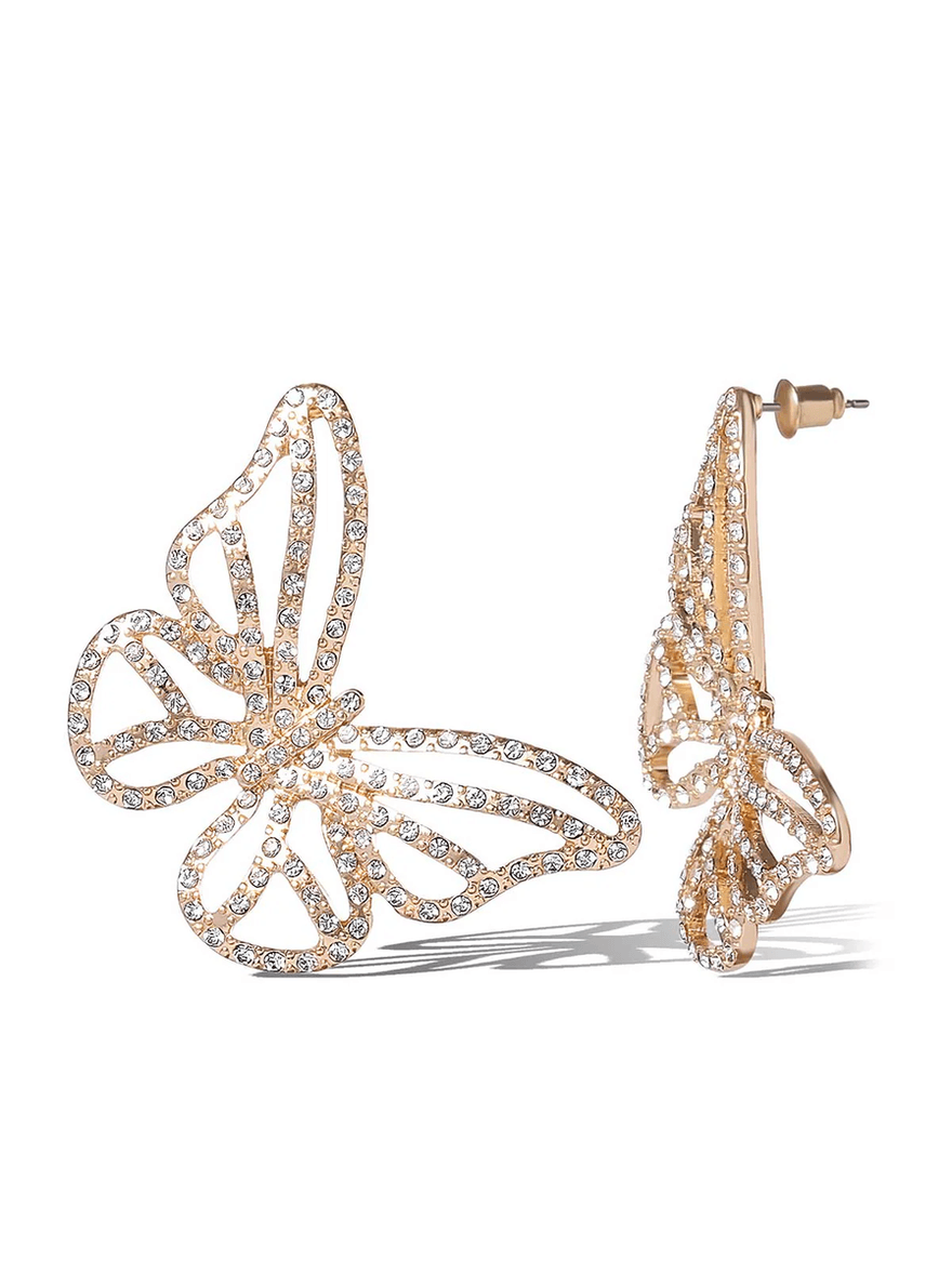 Jessica Simpson Crystal-Studded Butterfly Earrings Gold