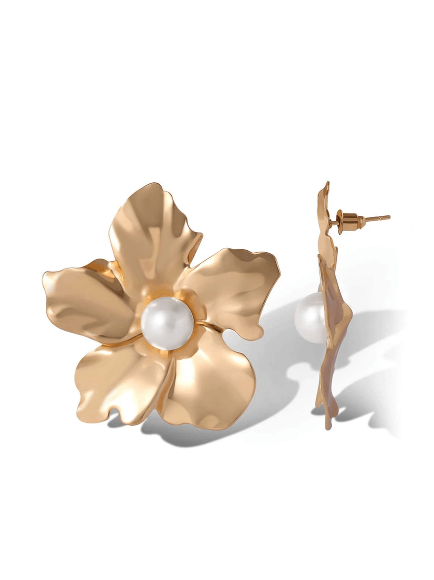 Jessica Simpson Floral Stud Earrings Gold