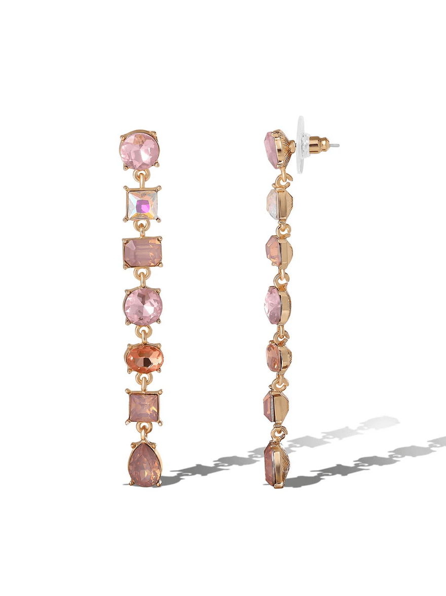 Jessica Simpson Gradient Pink Gemstone Drop Earrings Gold