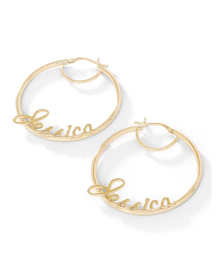 گوشواره حلقه ای شخصی سازی شده جسیکا سیمپسون از طلای 18 عیار