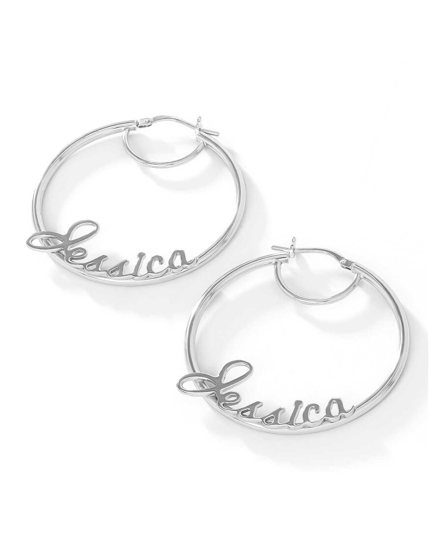 Jessica Simpson Personalized Hoop Earrings in Sterling Silver