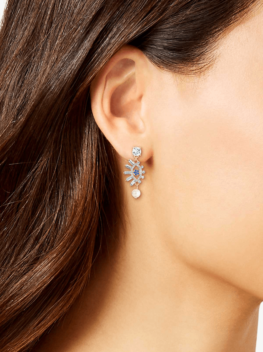 Jessica Simpson Evil Eye Dangle Earrings Gold