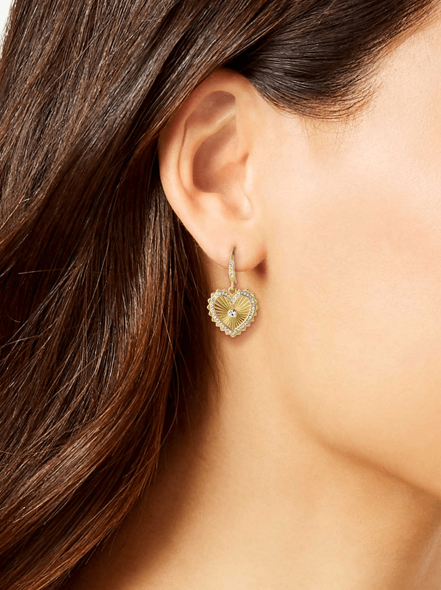 Jessica Simpson Heart Drop Earrings Gold