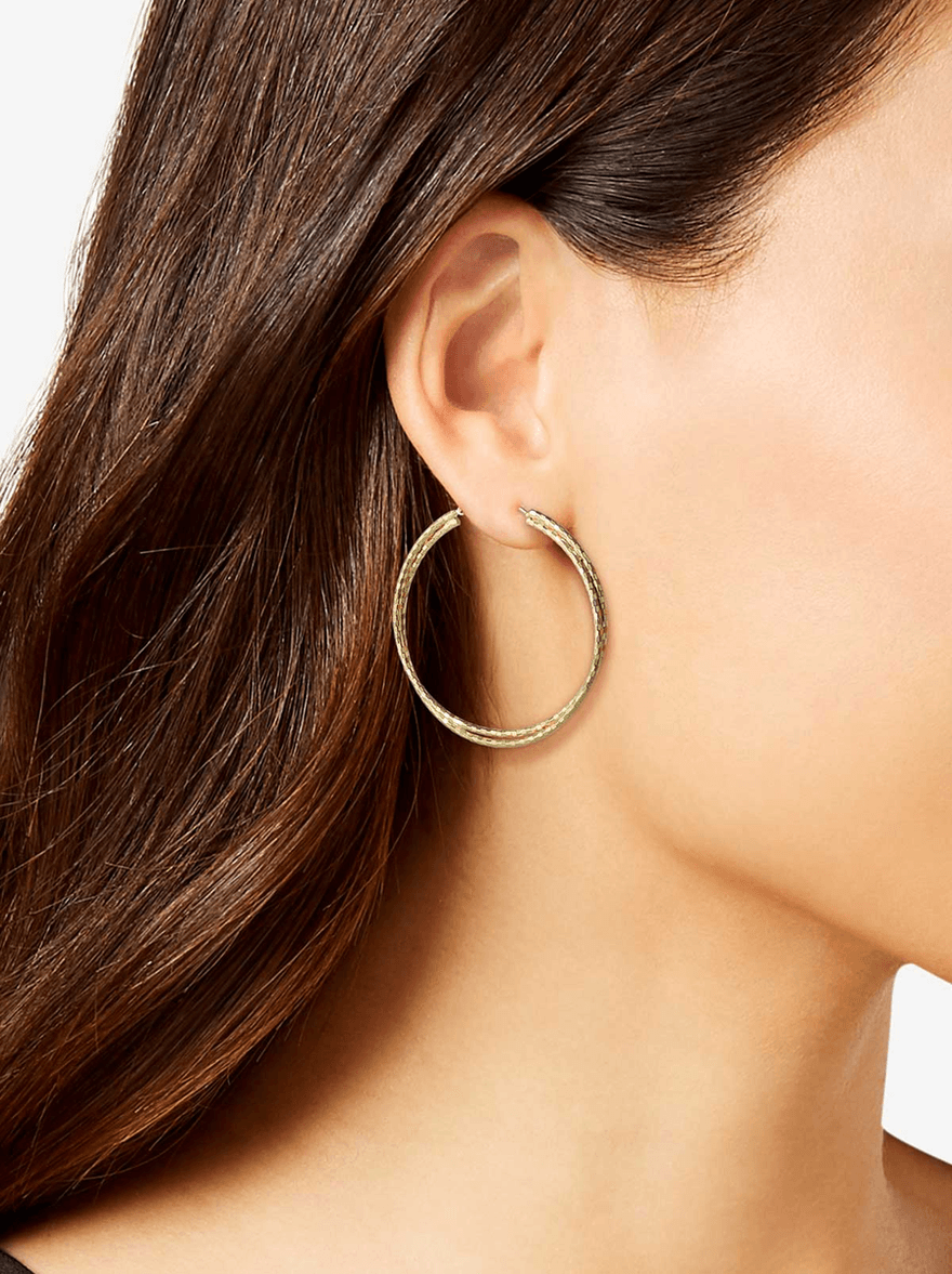 Jessica Simpson Double Hoop Faceted Earrings Gold