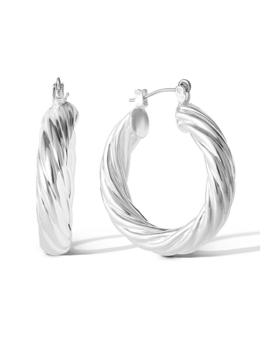 Jessica Simpson Thick Twisted Hoop Earrings in Silver