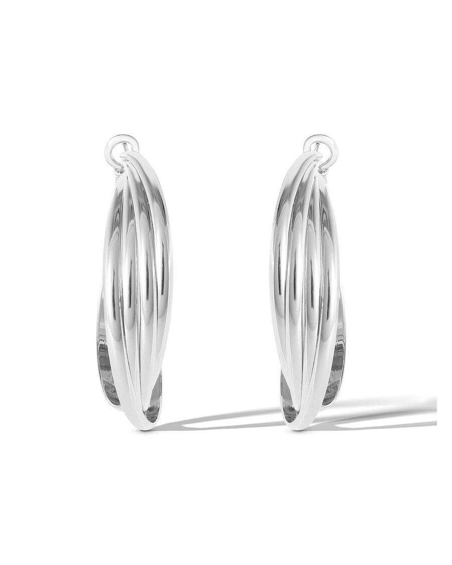 Jessica Simpson Twisted Layered Hoop Earrings in Silver