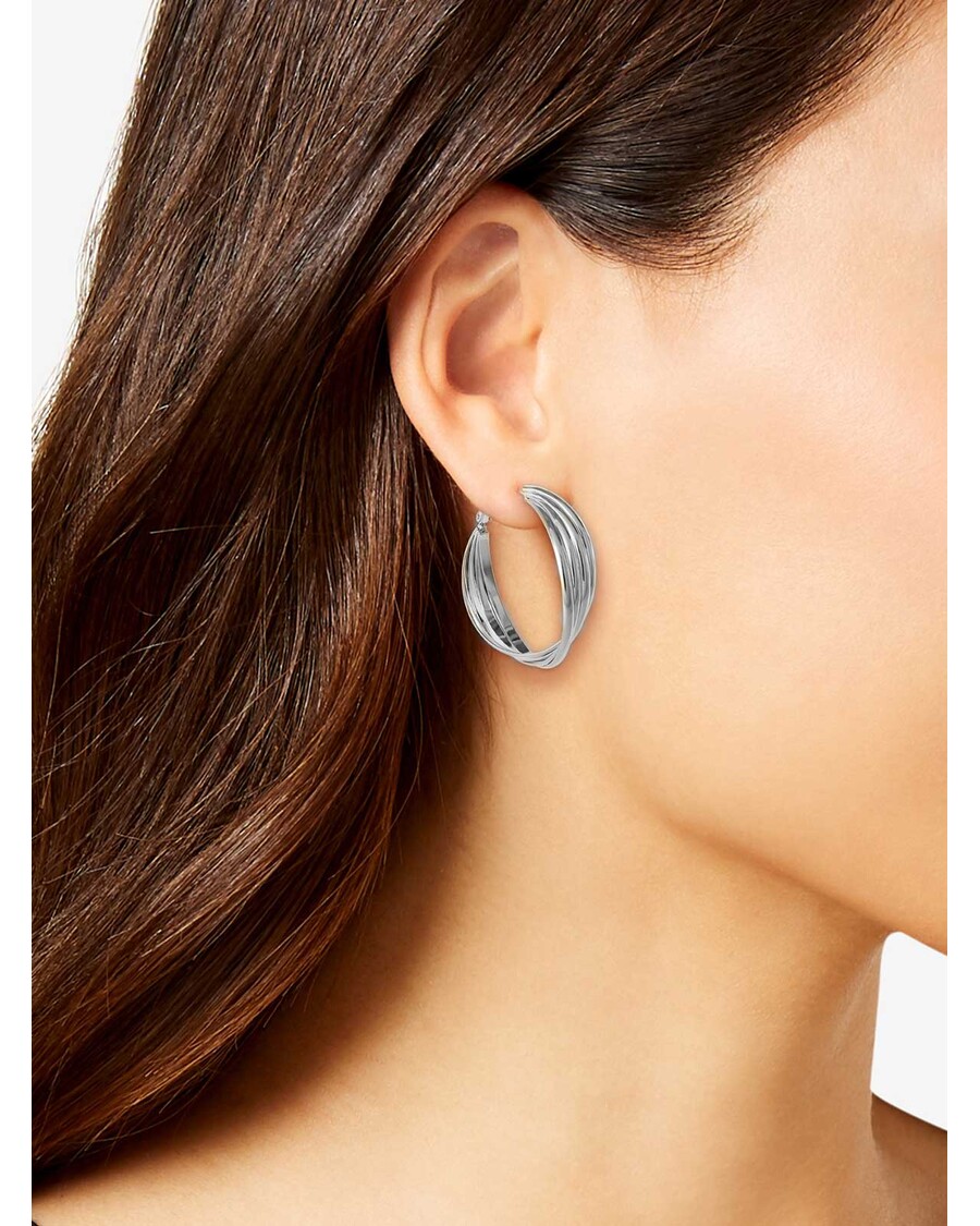 Jessica Simpson Twisted Layered Hoop Earrings in Silver