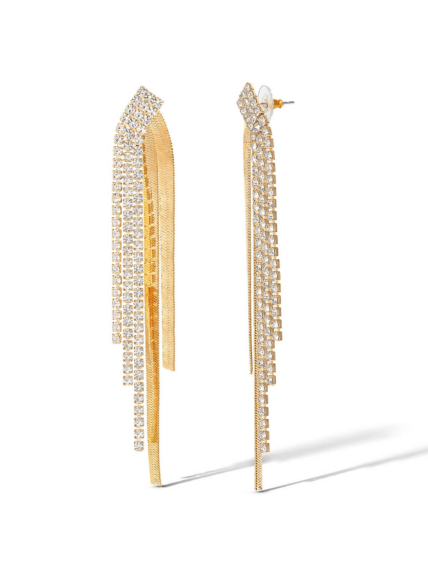 Jessica Simpson Fringe Dangle Earrings Gold