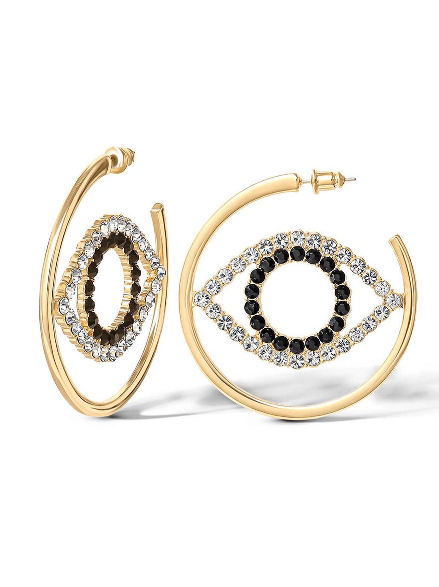 Jessica Simpson Crystal Eye Hoop Earrings Gold
