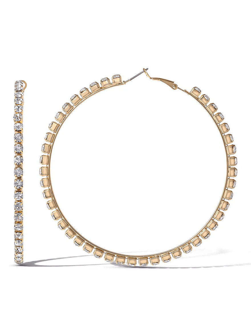 Jessica Simpson Crystal Hoop Earring Gold