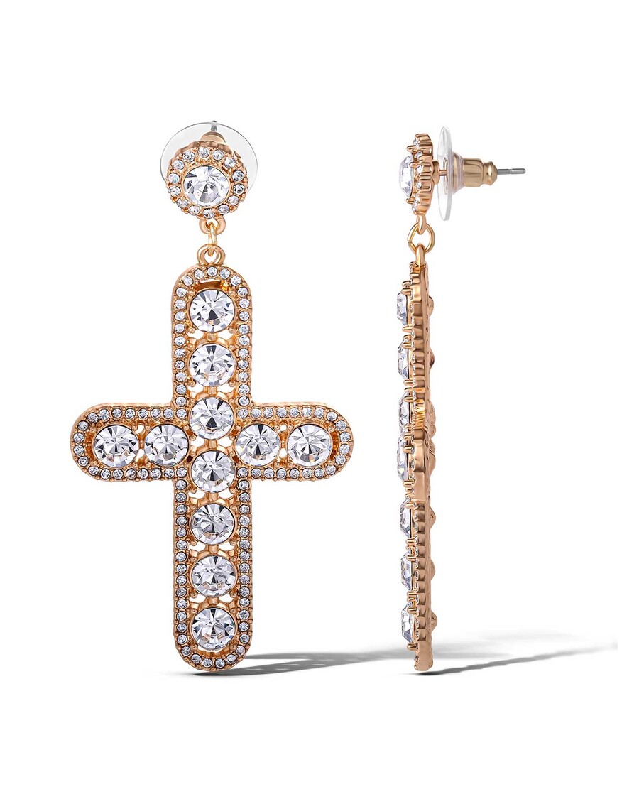 Jessica Simpson Pave Cross Dangle Earrings