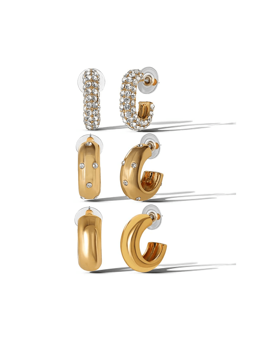 Jessica Simpson 3 Hoop Earring Set Gold