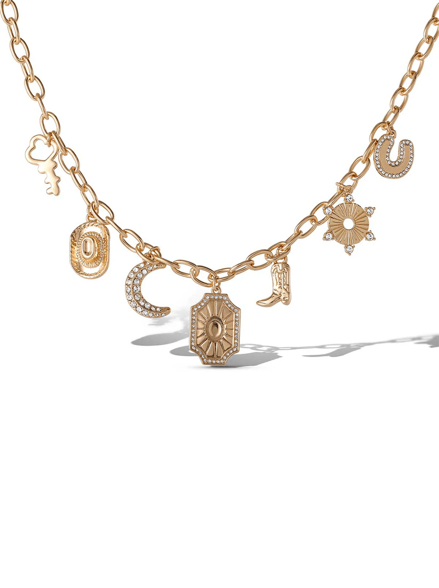 Jessica Simpson Multi Charms Necklace Gold