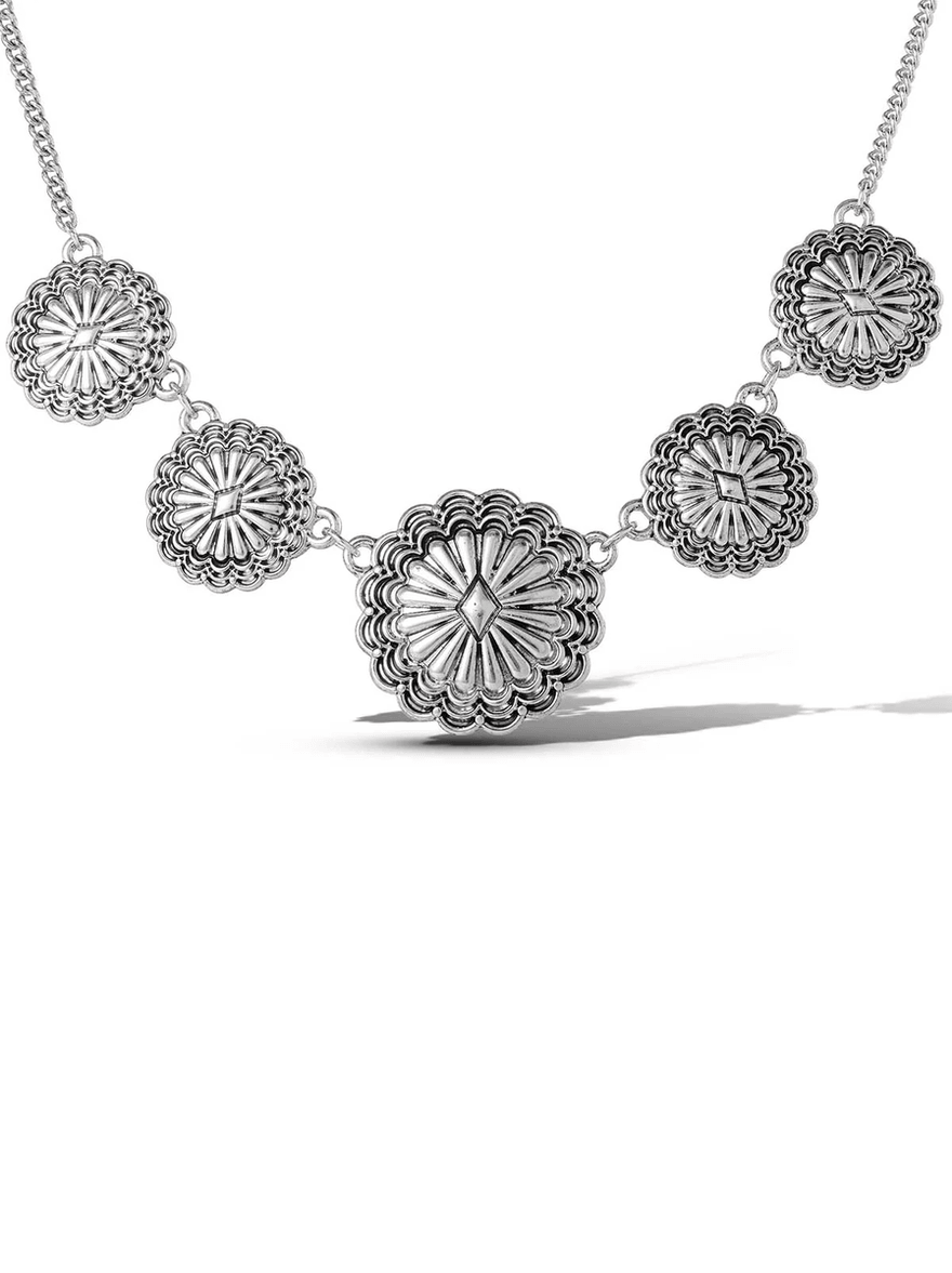 Jessica Simpson Antique Casting Flowers Pendant Necklace Silver