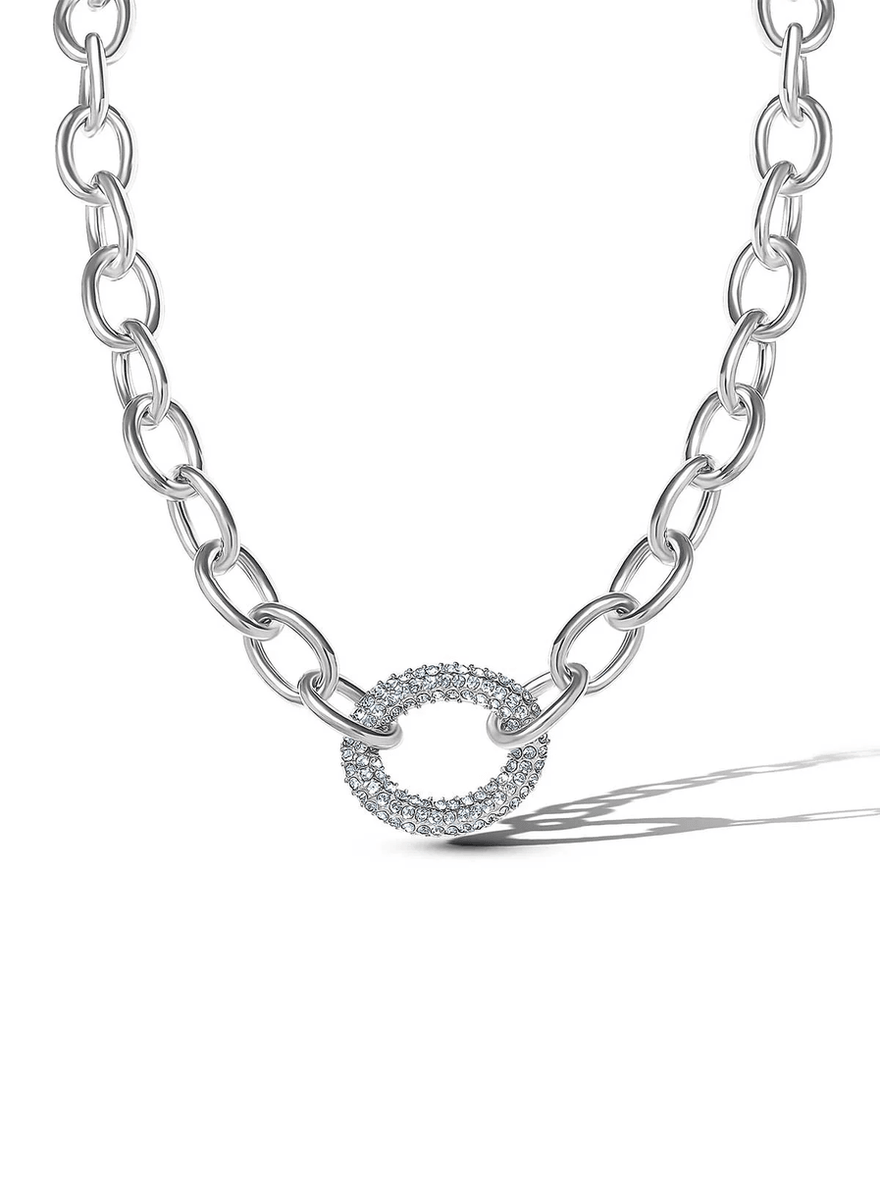 Jessica Simpson Overized Link Pendant Necklace Silver