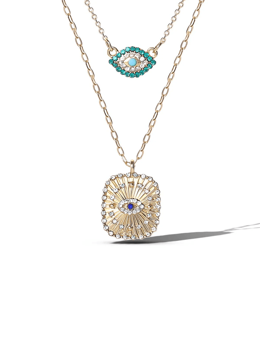 Jessica Simpson Layered Evil Eye Necklace Set Gold