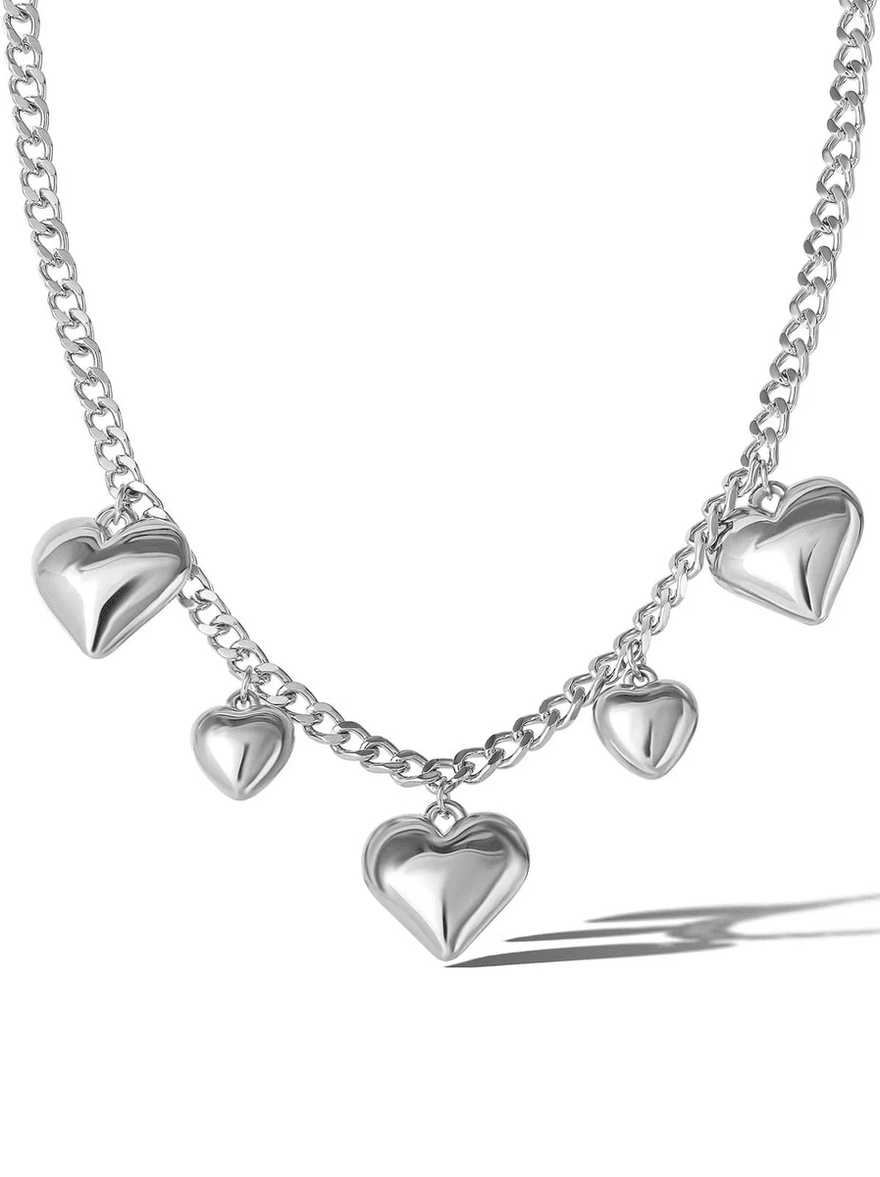 Jessica Simpson 5 Heart Necklace Silver