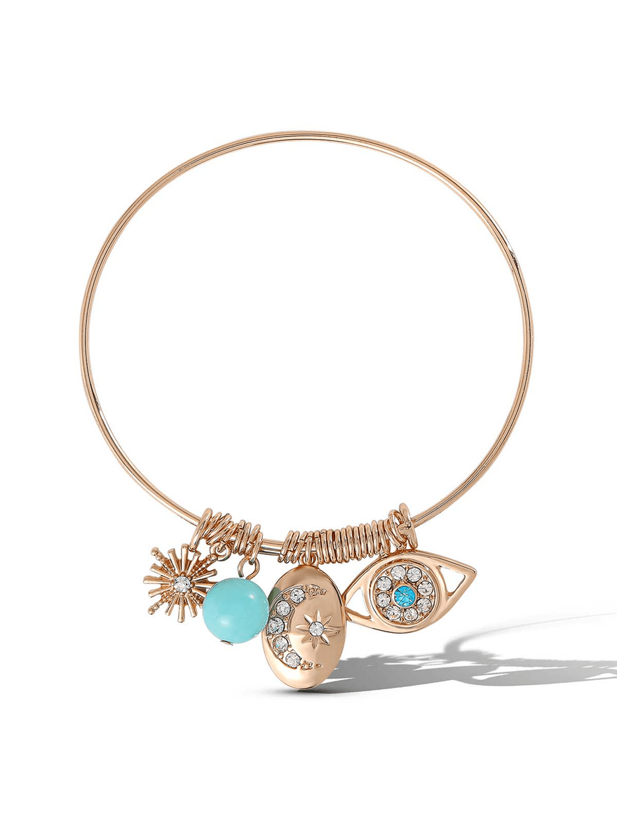 Jessica Simpson Turquoise Charms Bangle Gold