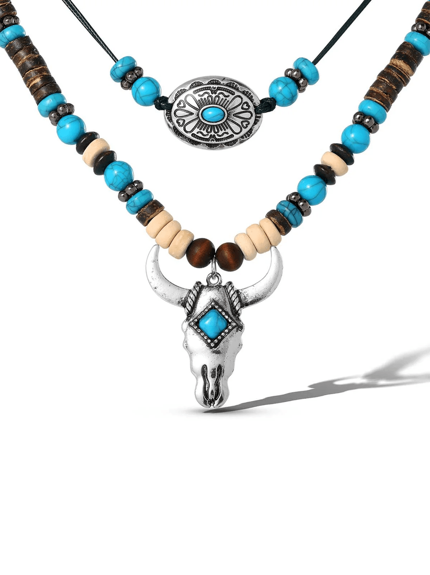 Jessica Simpson Layered Turquoise Bull Head Necklace