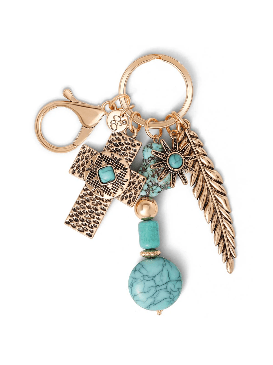 Jessica Simpson Turquoise Gold Charms Keychain