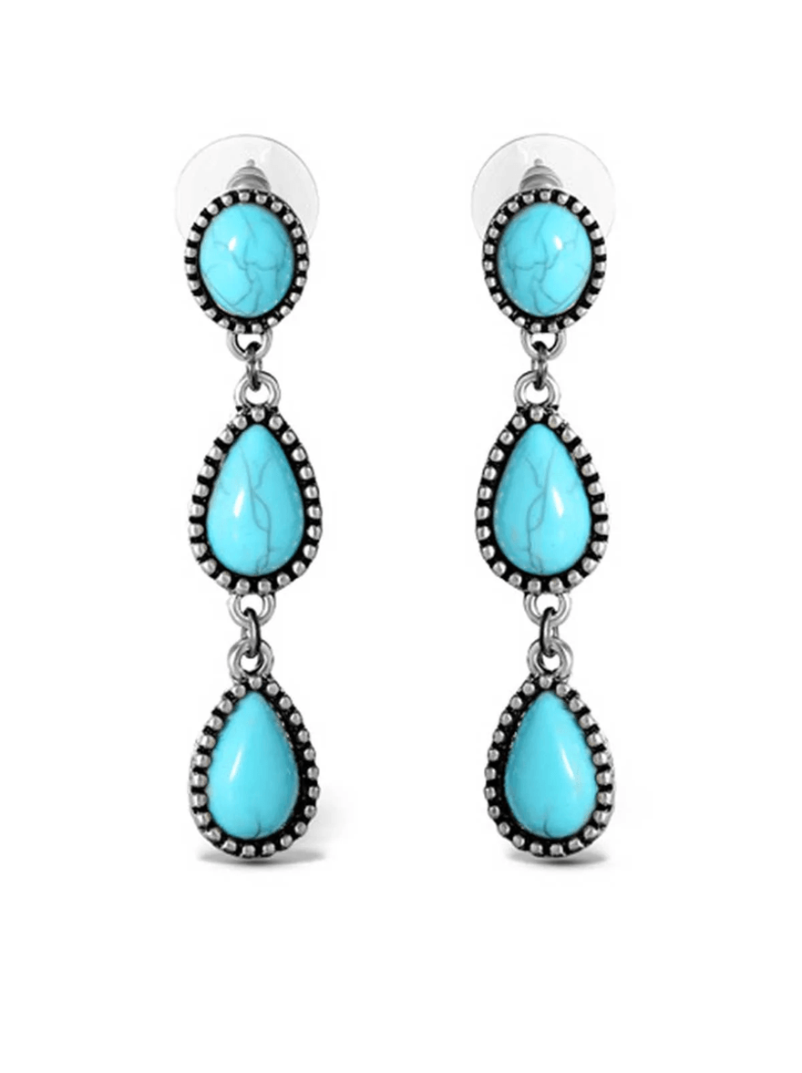Jessica Simpson Three Stone Drop Earrings Silver