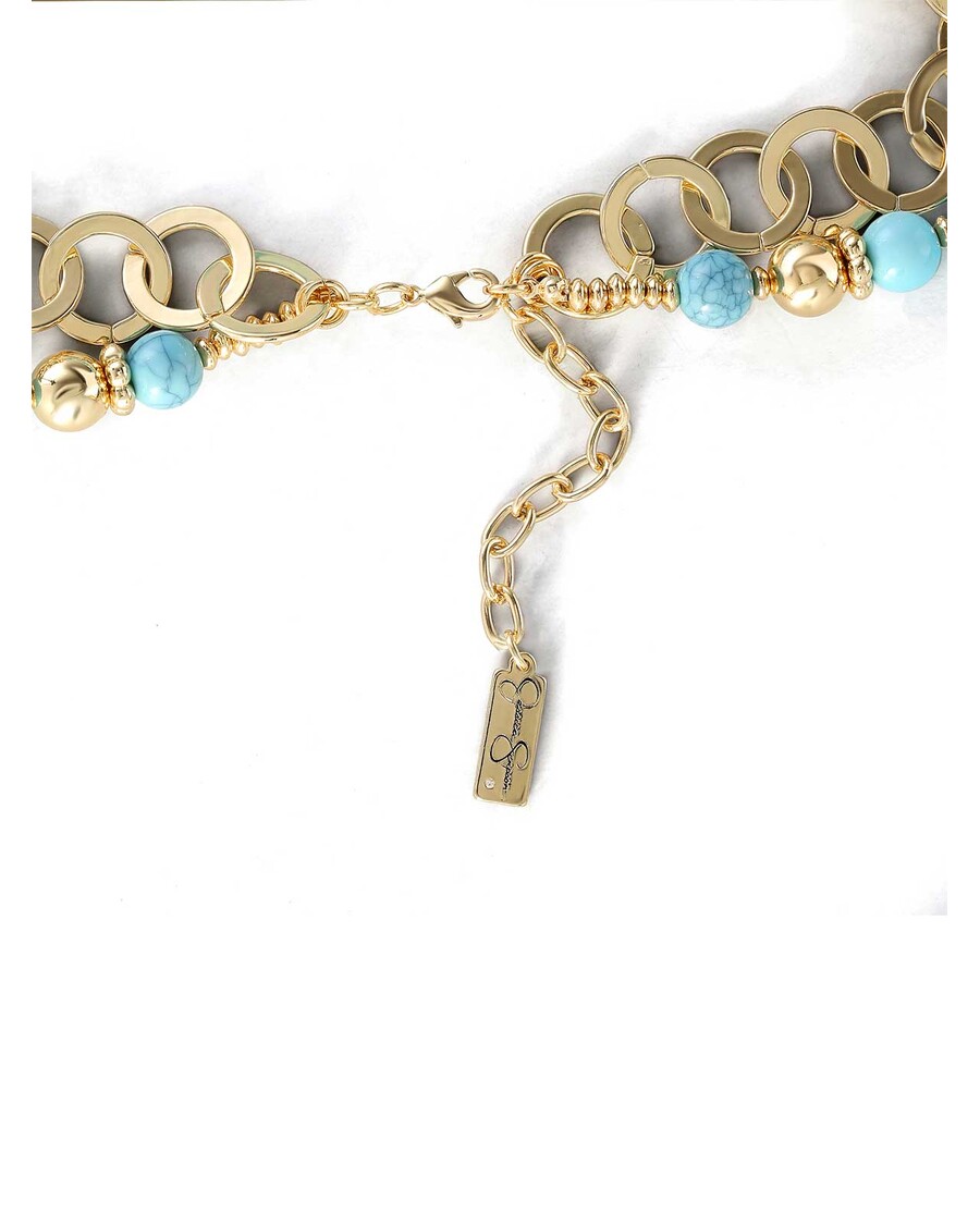 گردنبند چند لایه جسیکا سیمپسون با مهره های فیروزه ای