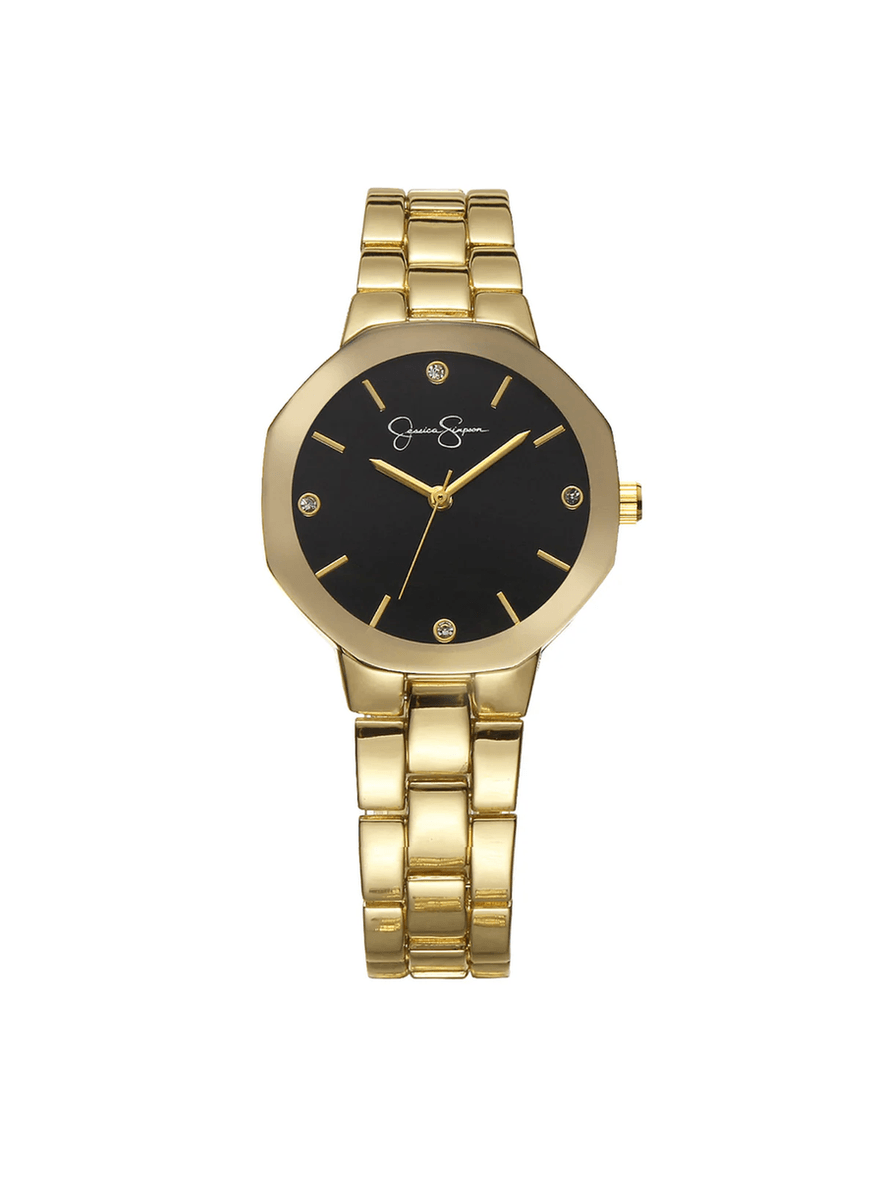 Jessica Simpson Metallized Bezel Bracelet Watch in Gold Tone