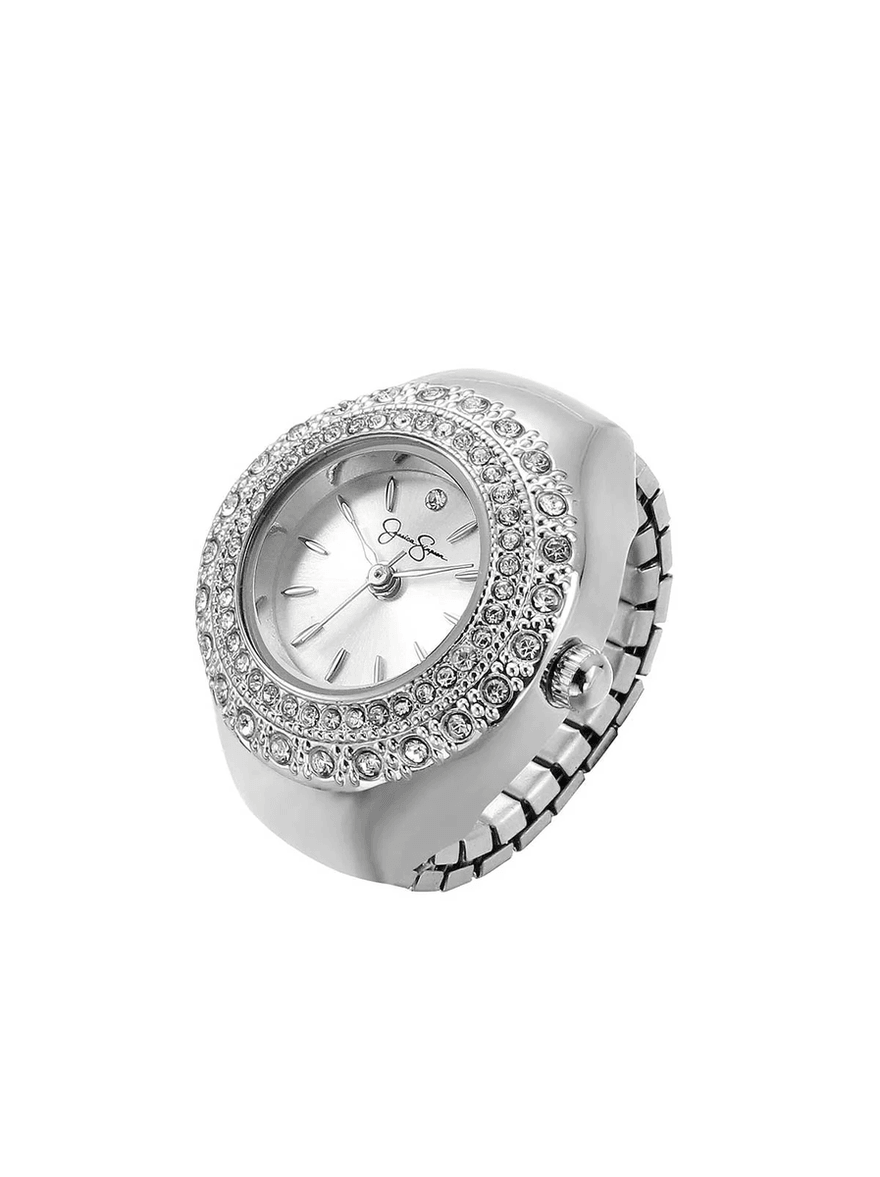 Jessica Simpson Crystal Ring Watch in Silver