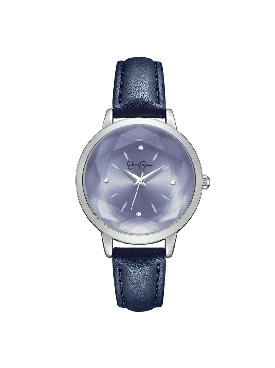 Jessica Simpson Faceted Glass Watch in Navy