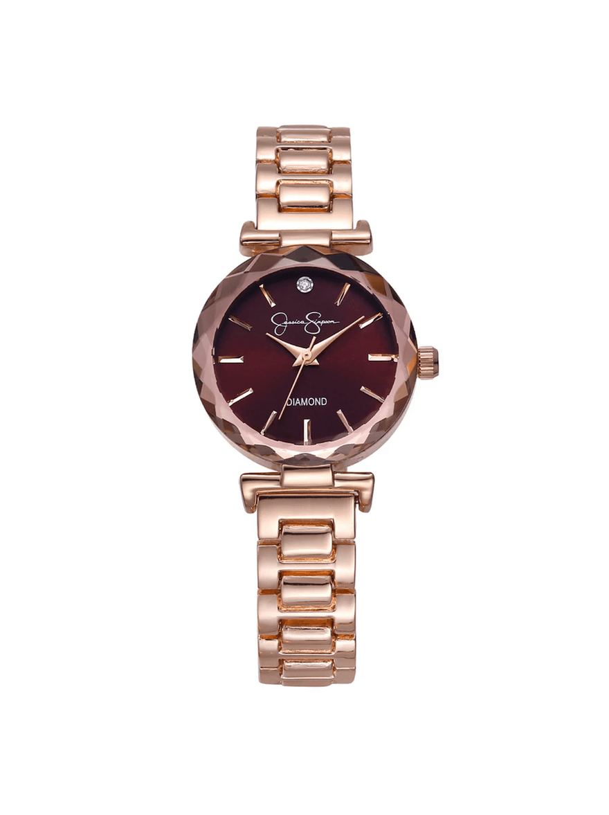 Jessica Simpson Diamond Dial Bracelet Watch in Rose Gold