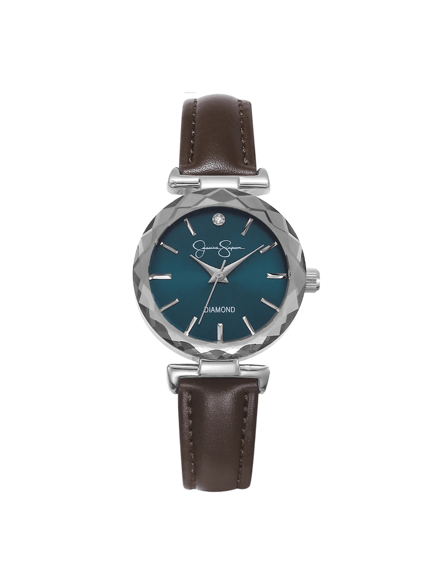 Jessica Simpson Circle Case Watch in Dark Brown