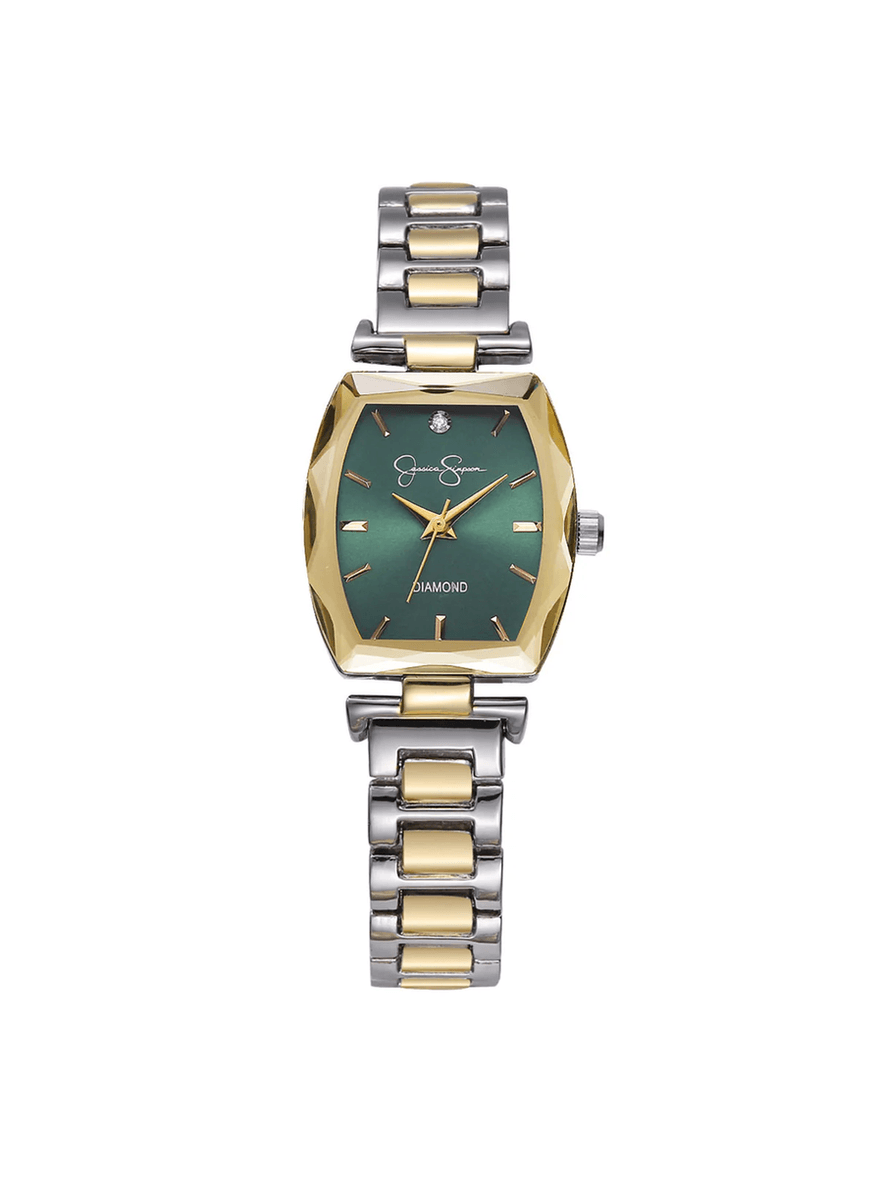 Jessica Simpson Faceted Bezel Bracelet Watch in Gold & Silver Gold and Silver