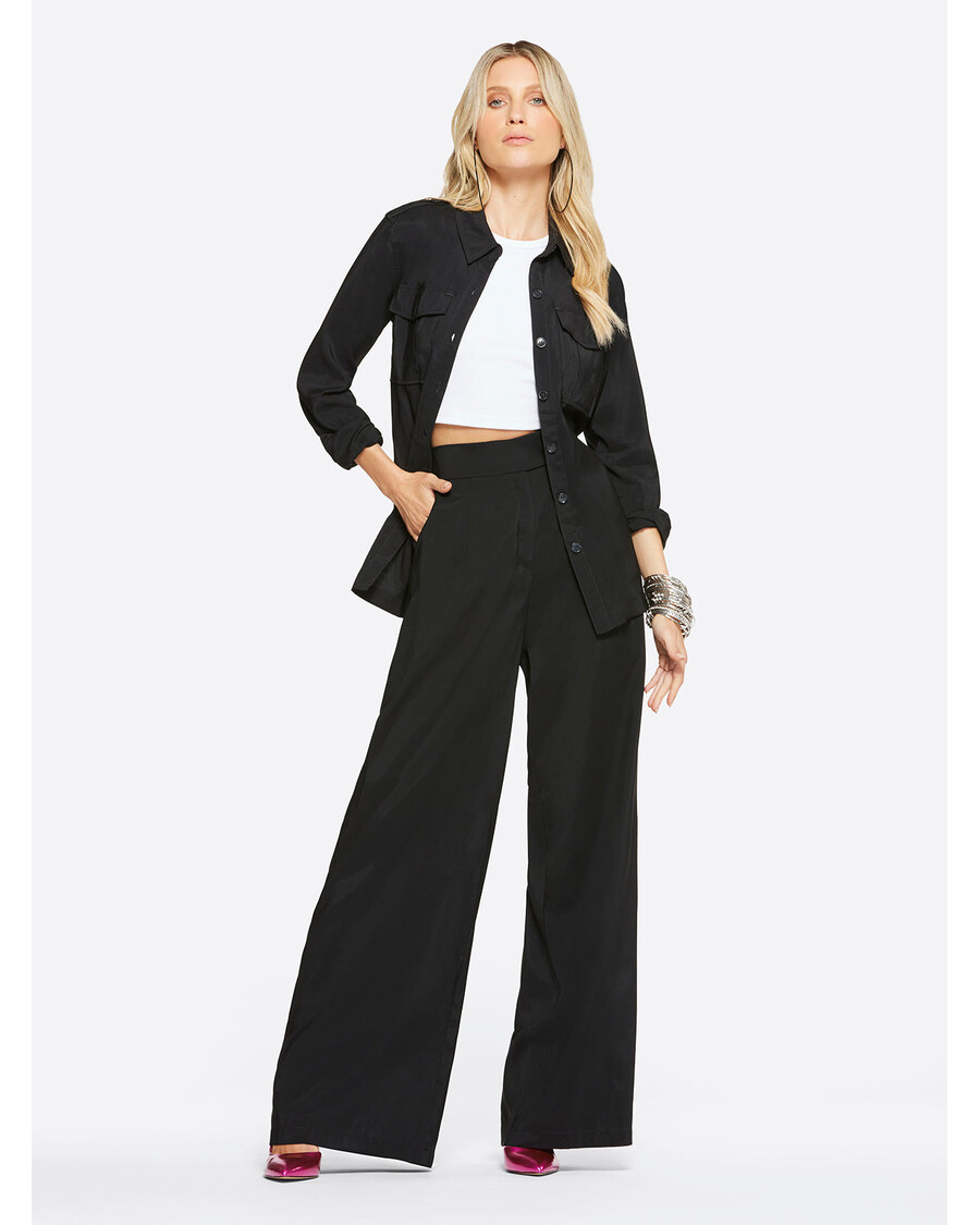 Jessica Simpson Melba – Czarne Spodnie Z Szerokimi Nogawkami