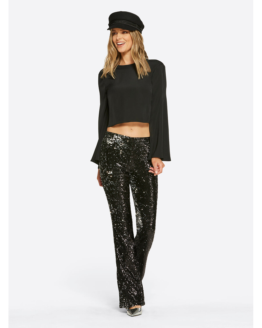 Jessica Simpson Rozszerzana Sukienka Z Czarnymi Cekinami