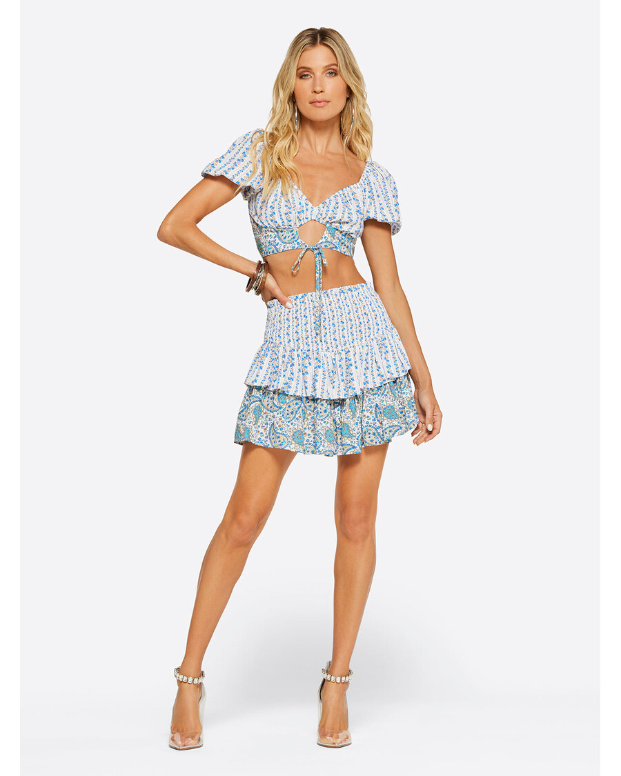 Jessica Simpson Sweetness Overload Two Tier Ruffle Skirt in White Multi