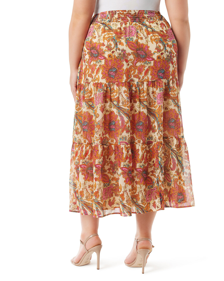 Jessica Simpson Sunita Tiered Skirt in Apricot Sherbet Paisley