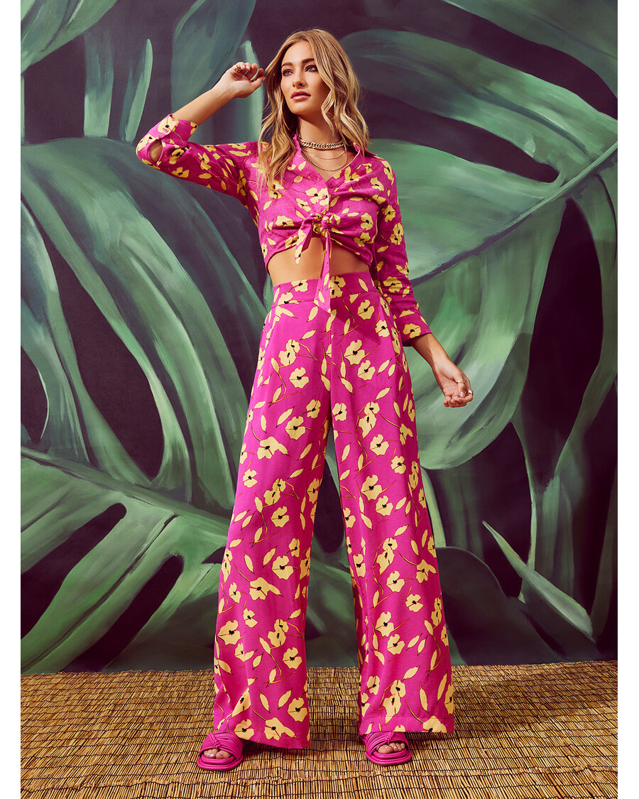 Jessica Simpson Winnie – Spodnie Z Szerokimi Nogawkami W Więdnące Płatki