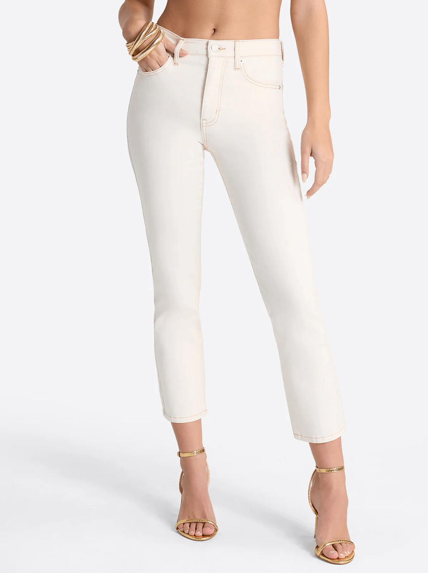 Jessica Simpson Harmony Straight High Rise Jeans in Ecru