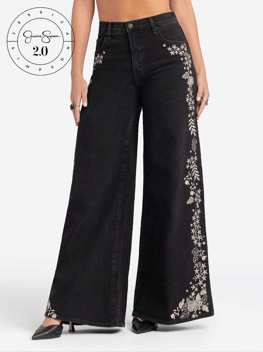 Jessica Simpson 2.0 Joplin Super Wide Jeans in Black